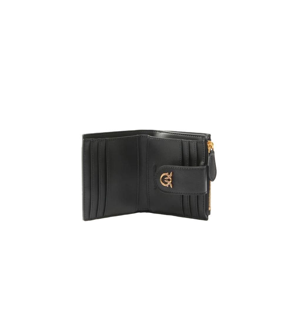 PINKO Portafoglio Pinko donna Multi Purpose Wallet 103610 A0F1 Nero pelle cotone zip placchetta texture 103610 A0F1 Z99Q 