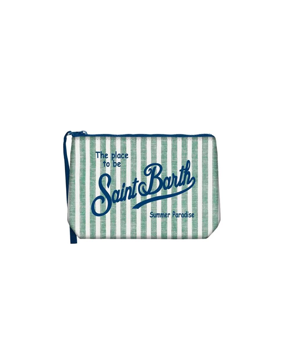 MC2 SAINT BARTH Pochette MC2 SAINT BARTH unisex Aline Linen ALI000407803L Blu righe all over logo zip lazzetto ALI000407803L 51 