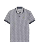 Men's LACOSTE Jacquard Polo Shirt DH1417 Grey monogram polyester crocodile