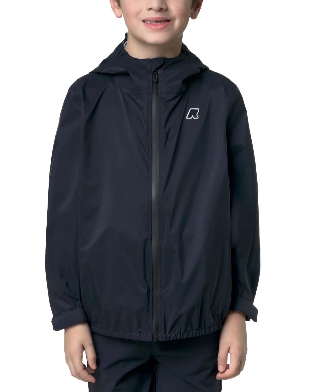 K-WAY Giubbino K-WAY bambino K41345WR P. CHARMAIN TRAVEL Blu impermeabile idrorepellente antivento cappuccio K41345WR K89 
