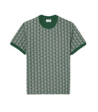 LACOSTE men's jacquard monogram T-shirt TH1197T green cotton short sleeves crocodile
