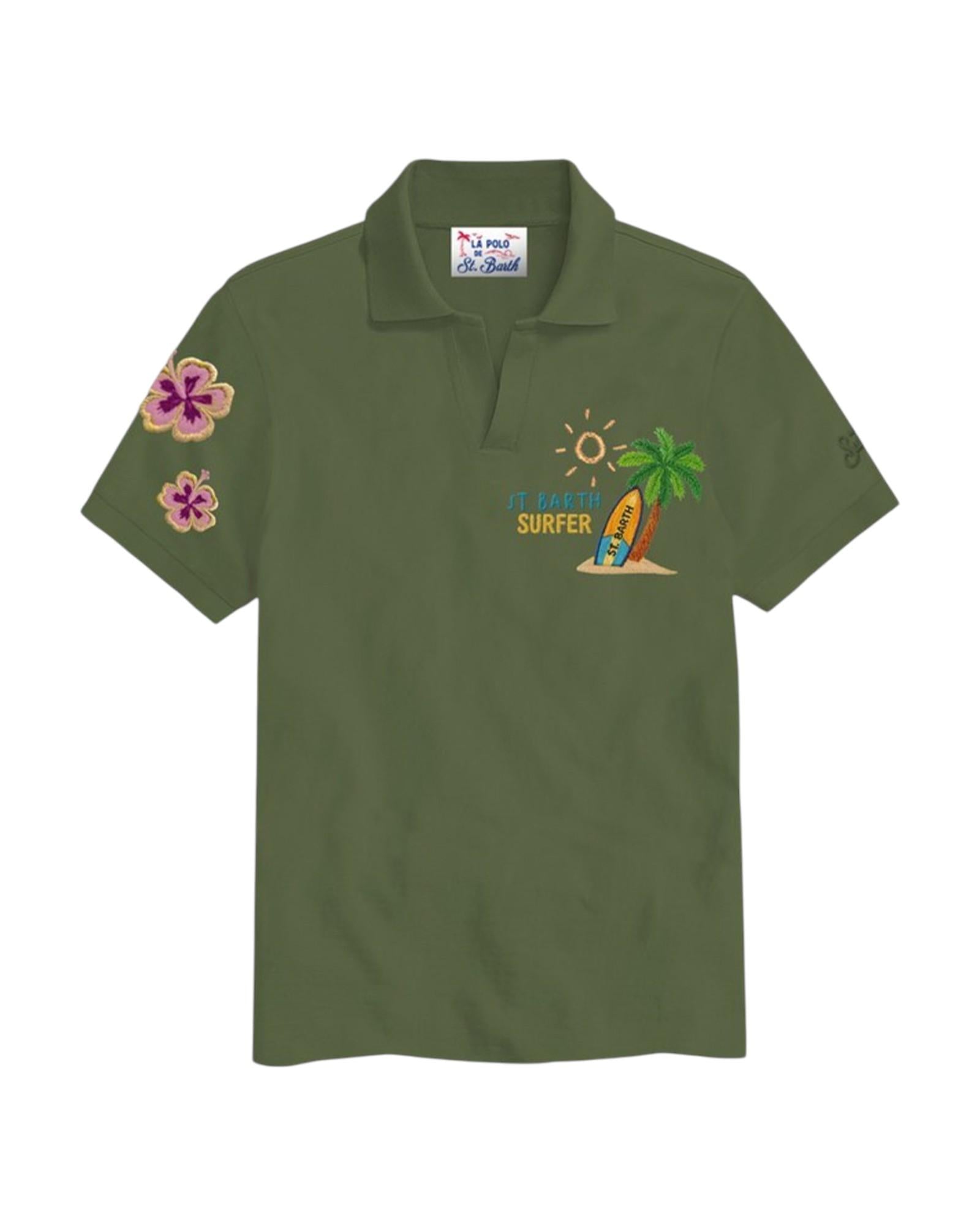MC2 SAINT BARTH Polo MC2 SAINT BARTH uomo CHS0001 08480L52 Charles in piquet con ricamo Surfer Verde CHS000108480L 52 