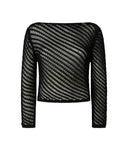 T-shirt donna Pinko 106540A36H Faglia nera effetto uncinetto paillettes