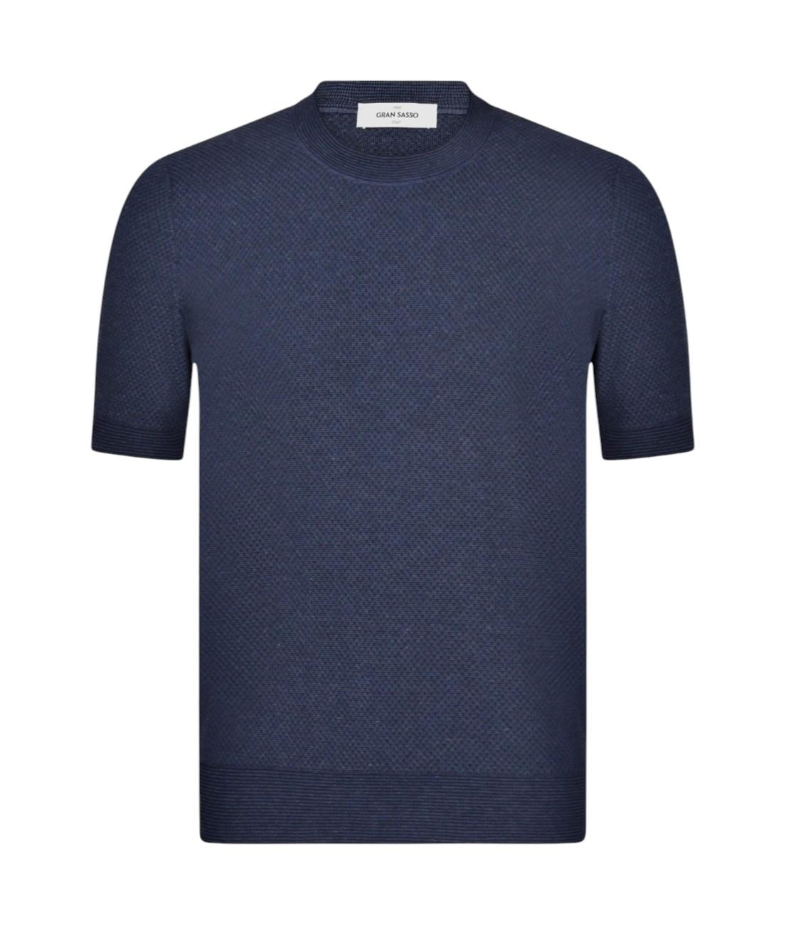 GRAN SASSO T-shirt Gran Sasso uomo 5713620651 598 Fresh Cotton punto nido d'ape bicolore Blu<BR/> 5713620651 598 