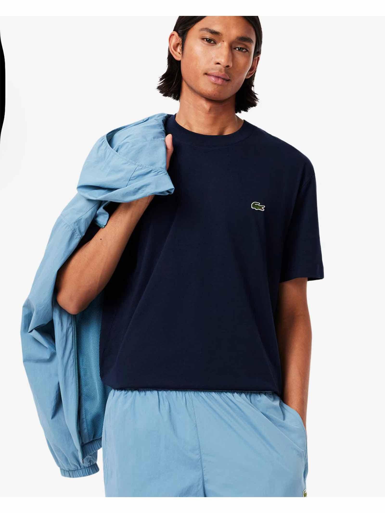 LACOSTE T-shirt Lacoste uomo TH7318 Blu manica corta logo a contrasto modello in cotone taglio classico e comodo TH7318 166 