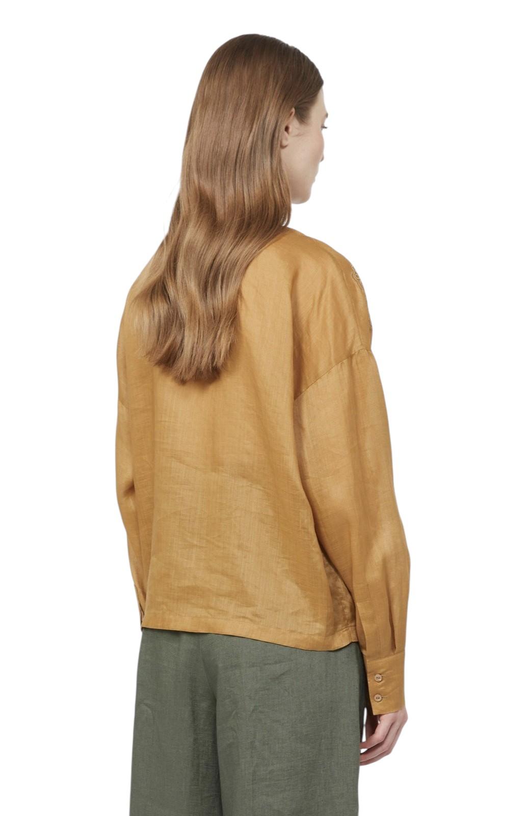 STUDIO Camicia Studio donna 2616111012600 053 Cali boxy in tela ramié con ricamo Ocra<BR/> 2616111012600 053 