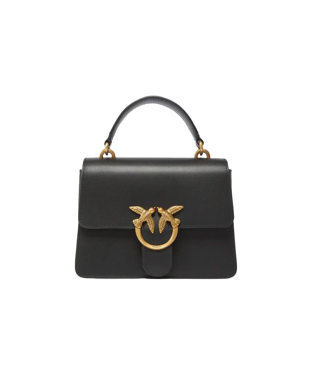PINKO Borsa PINKO donna LOVE BAG ONE TOP HANDLE LIGHT SIMPLY 100071A0F1 Nera pelle oro tracolla manico 100071A0F1 Z99Q 