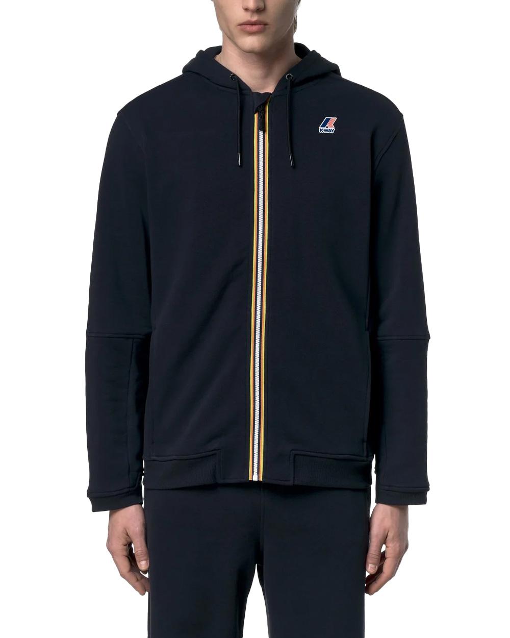 K-WAY Felpa K-WAY uomo K1126HW PROSPER POLY COTTON Blu cotone cappuccio coulisse zip K1126HW K89 