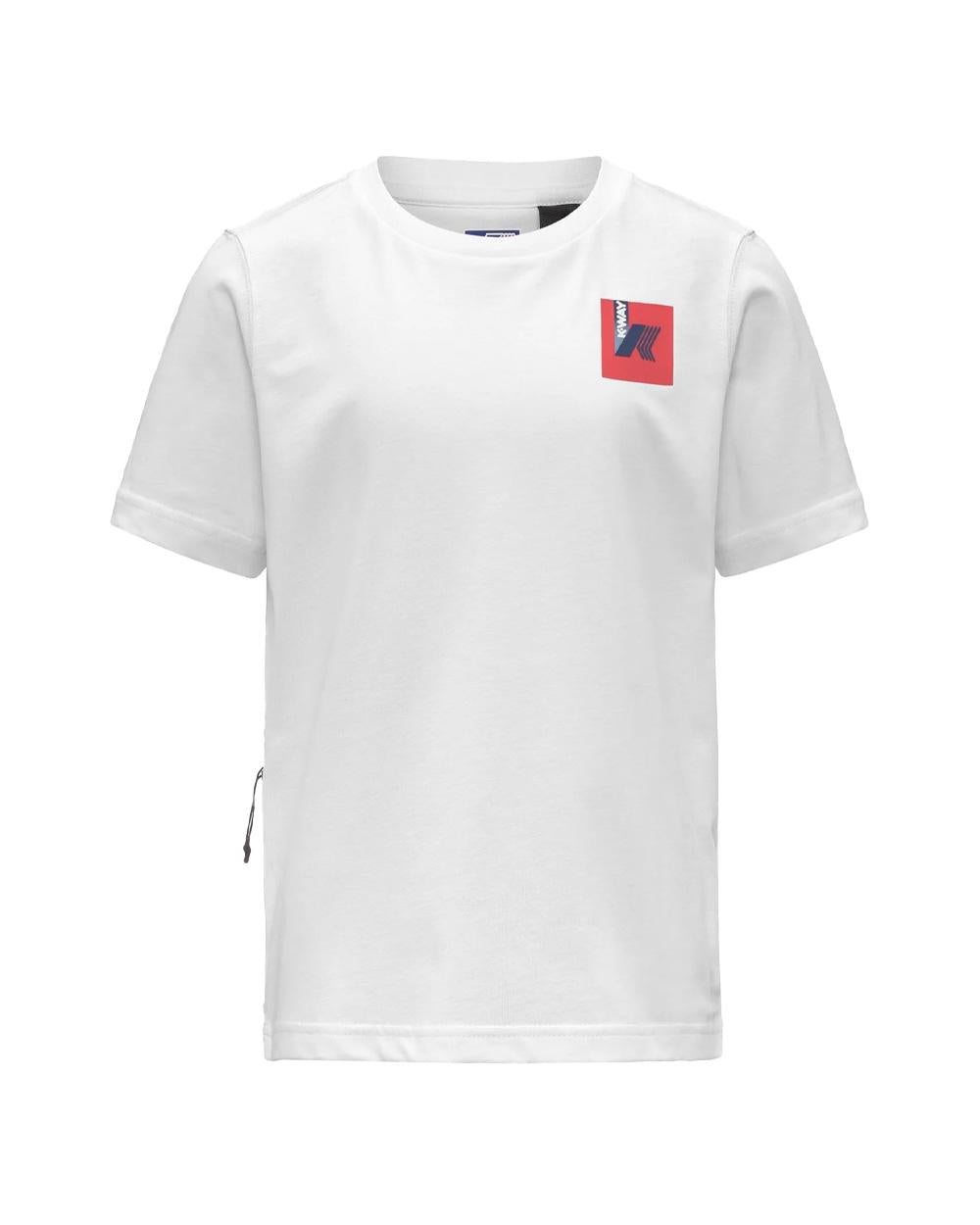 K-WAY T-shirt K-WAY bambino K3148NWR P. LEONIDE COLORFUL SQUARE Bianca girocollo maniche corte stampa grafica K3148NWR 001 