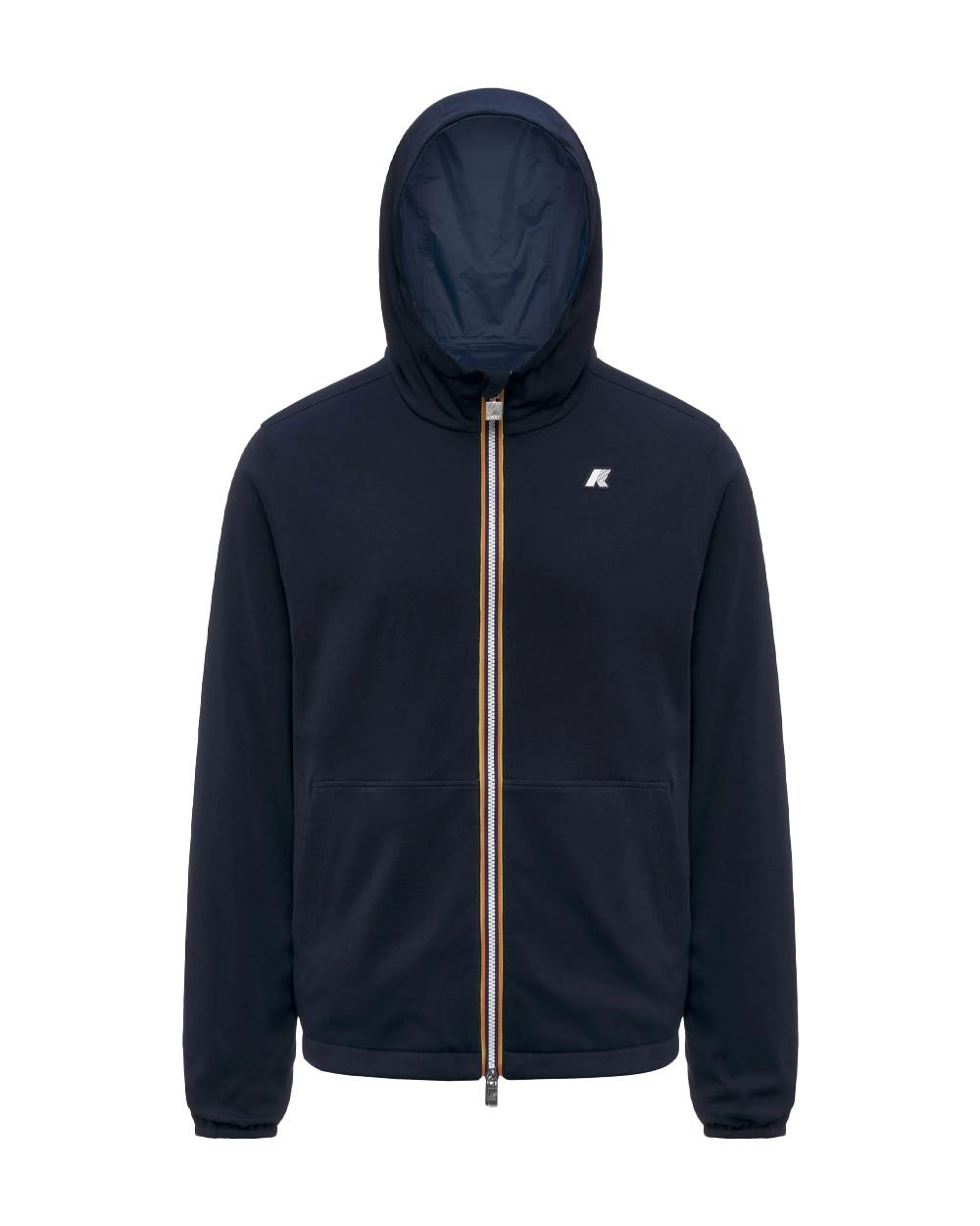 K-WAY Giubbino K-WAY unisex K8134TW JAKE REVERSIBLE INTERLOCK Blu Blu chiaro reversibile cappuccio zip tasca slim K8134TW C04 