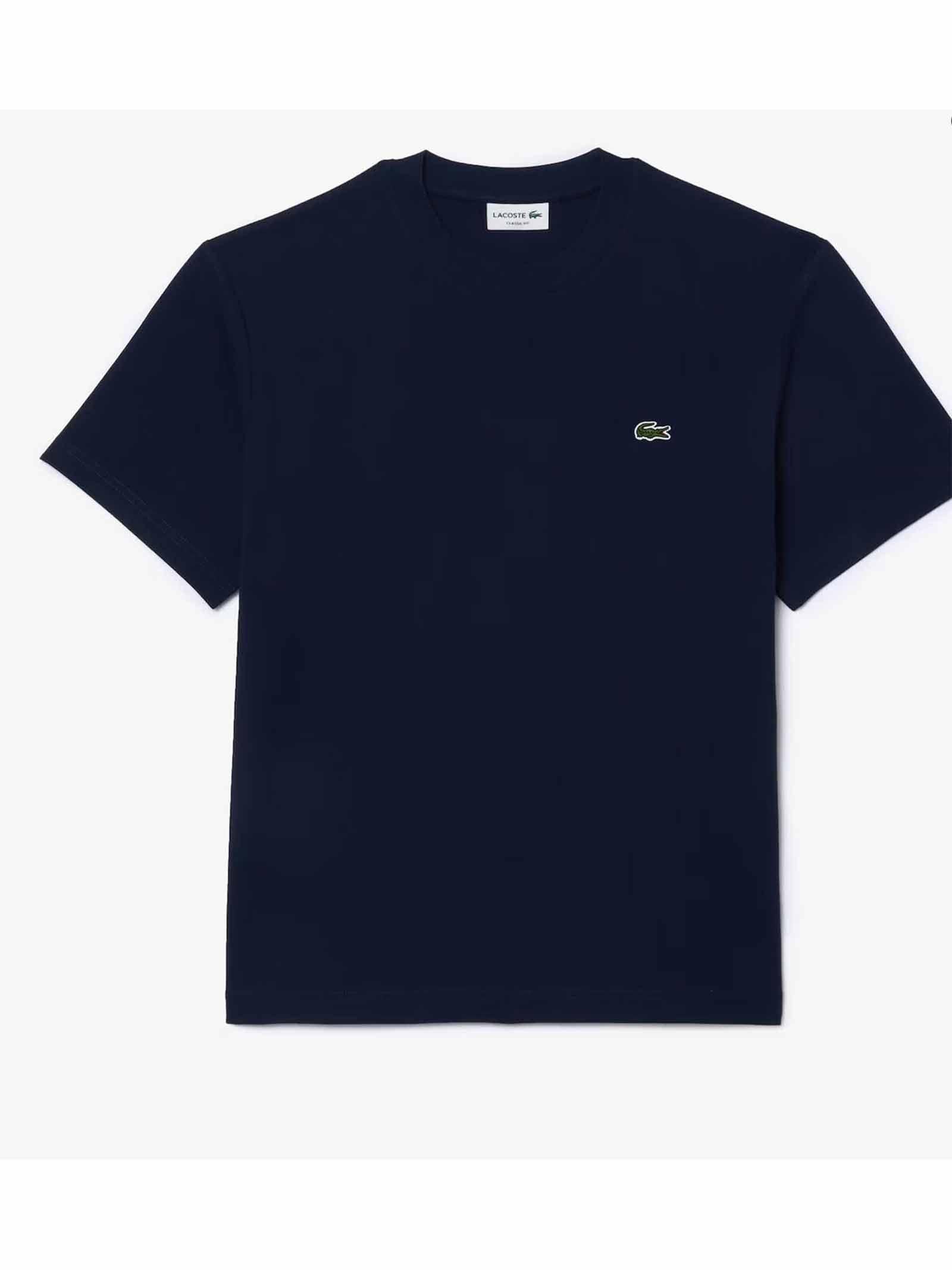 LACOSTE T-shirt Lacoste uomo TH7318 Blu manica corta logo a contrasto modello in cotone taglio classico e comodo TH7318 166 