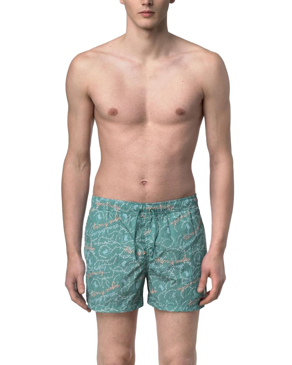 K-WAY Costume K-WAY uomo K2158GW HAZEL GRAPHIC BEACH Verde slip interno rete tasche coulisse K2158GW C14 