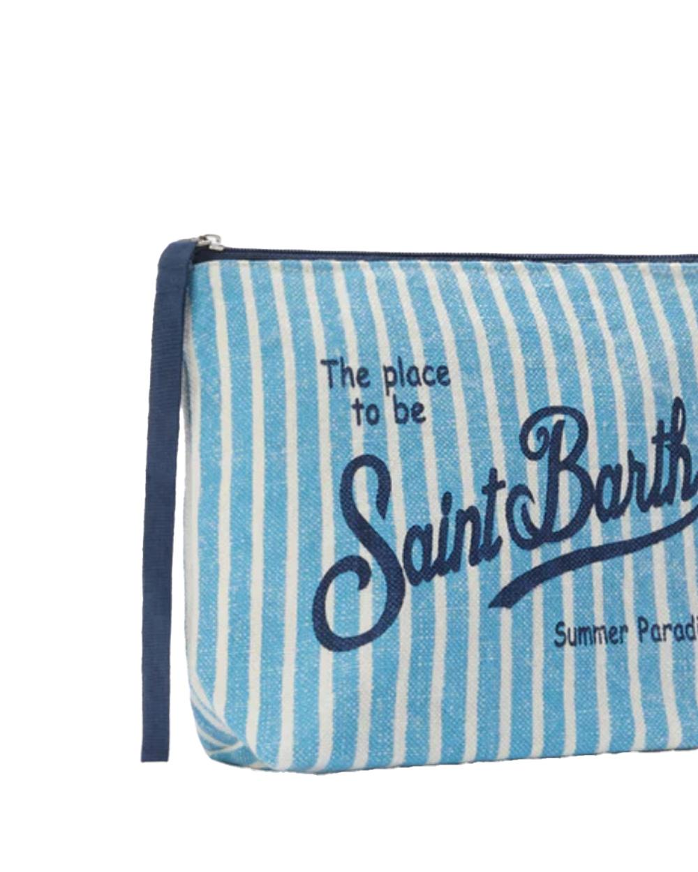 MC2 SAINT BARTH Pochette MC2 SAINT BARTH unisex Linen Stripes ALI000400398L Azzurra stampa righe all over cerniera<BR/> ALI000400398L 31 
