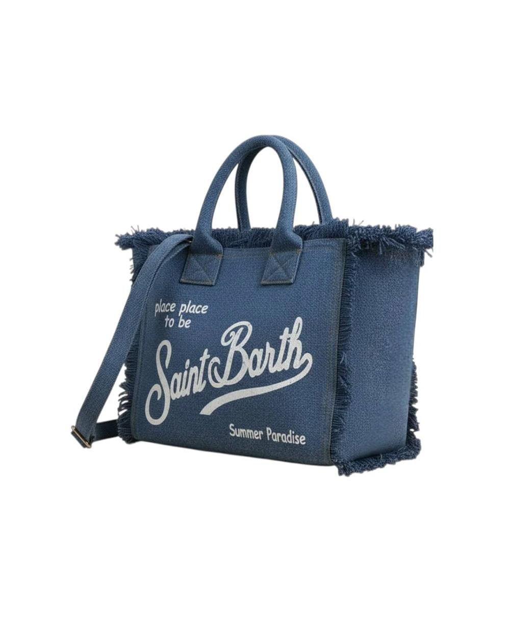 MC2 SAINT BARTH Borsa MC2 SAINT BARTH donna Colette Denim COL000100009L Blu tasca zip tracolla manici frange COL000100009L 0 