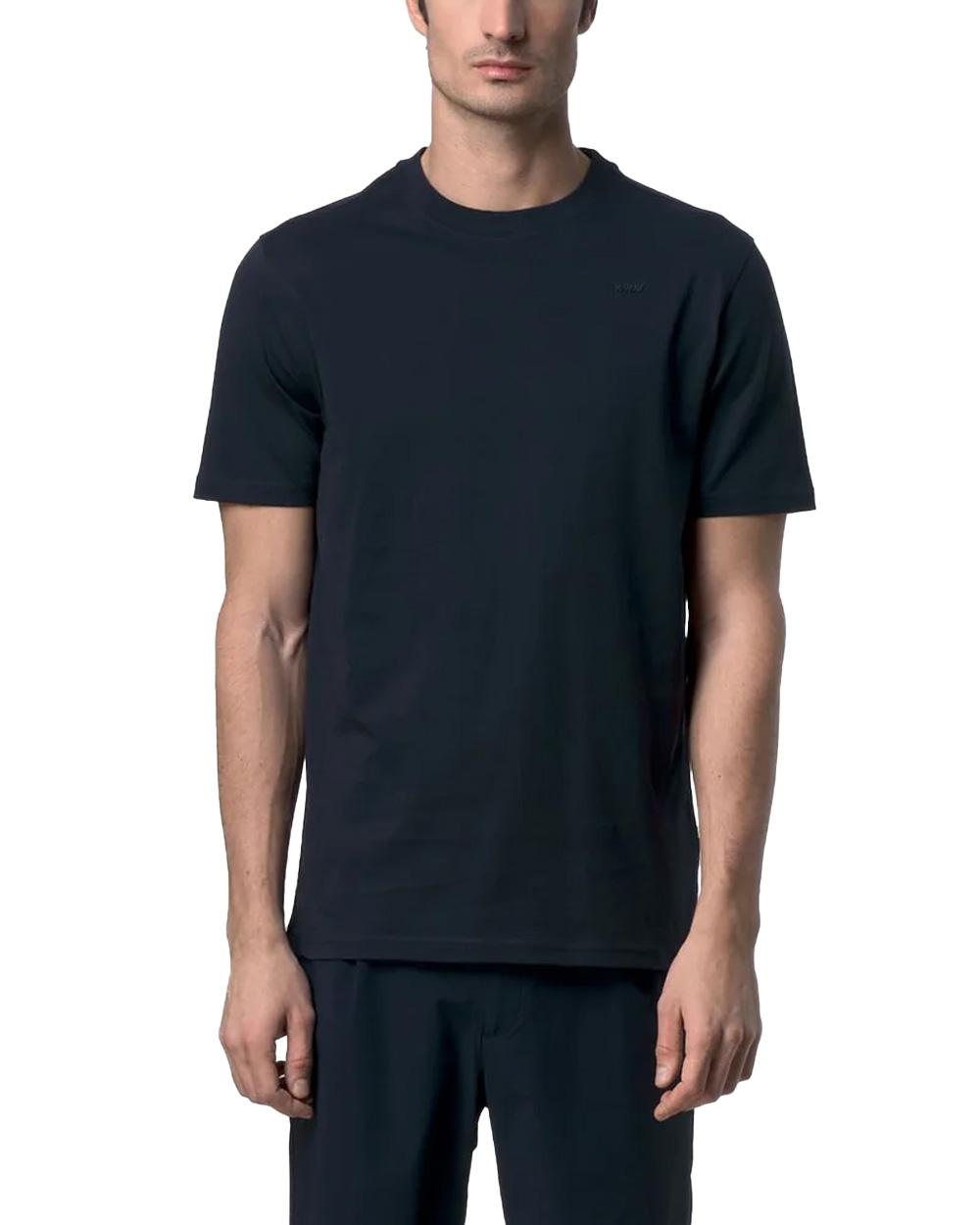 K-WAY T-shirt K-WAY uomo K81489W ODOM JERSEY MICRO LETTERING SLIM Blu jersey otone girocollo costine K81489W K89 