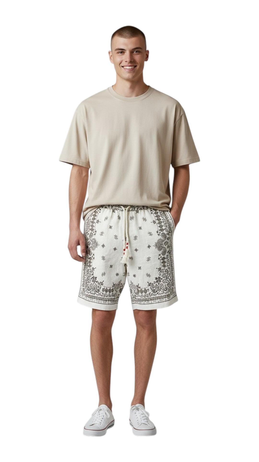 MC2 SAINT BARTH Bermuda MC2 SAINT BARTH uomo MRE000 407980L 11 Marseille Placed Linen Bandana Paisley Beige<BR/> MRE000407980L 11 