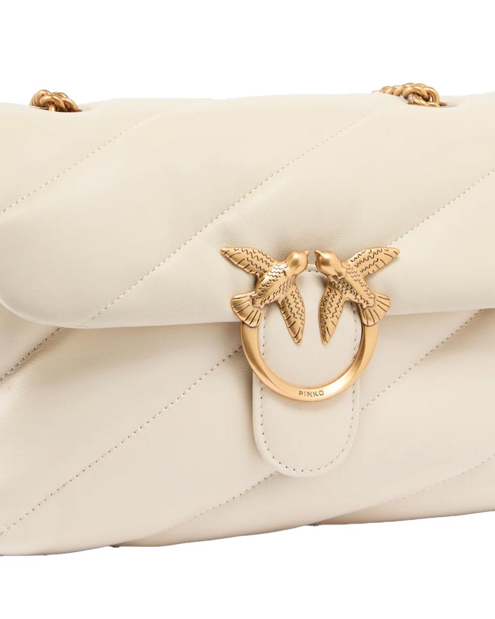 PINKO Borsa PINKO donna CLASSIC LOVE BAG PUFF 100038A0F2 Bianca nappa pelle trapuntatura tracolla oro 100038A0F2 Z14Q 
