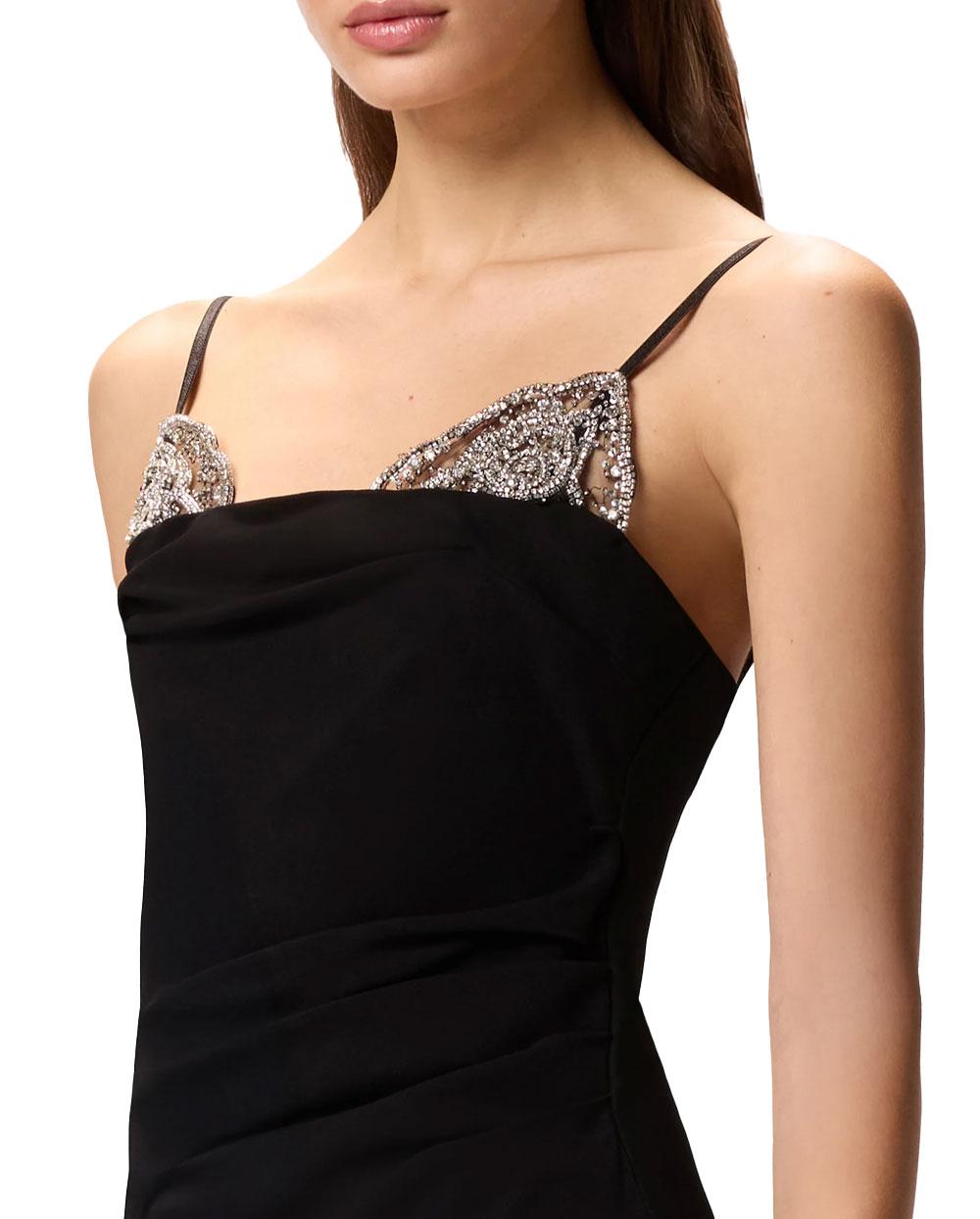 PINKO Abito donna Pinko 106637A31P Carruba nero midi aderente ricamo gioiello 106637A31P Z99 