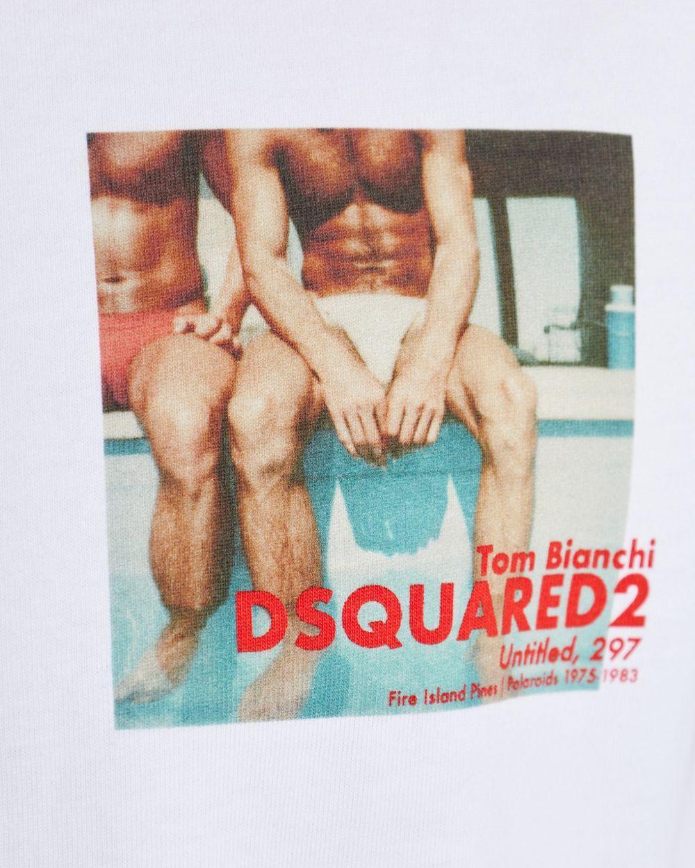 DSQUARED2 T-shirt DSQUARED2 uomo S74GD1549D20106 Bianca cotone girocollo stampa grafica maniche corte S74GD1549D20106 100 