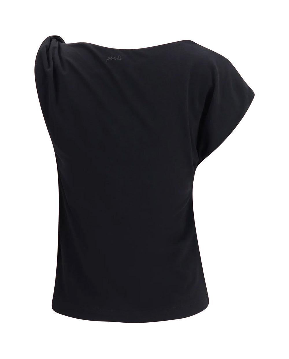 PINKO T-shirt Pinko donna 106373A35D Marlena nera scollo asimmetrico monospalla<BR/> 106373A35D Z99 