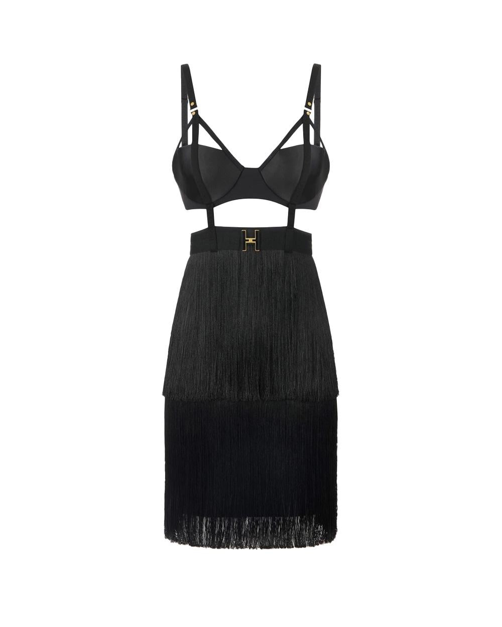 ELISABETTA FRANCHI Abito ELISABETTA FRANCHI donna AB96662E2 Nero crepe frange balza logo regular AB96662E2 110 