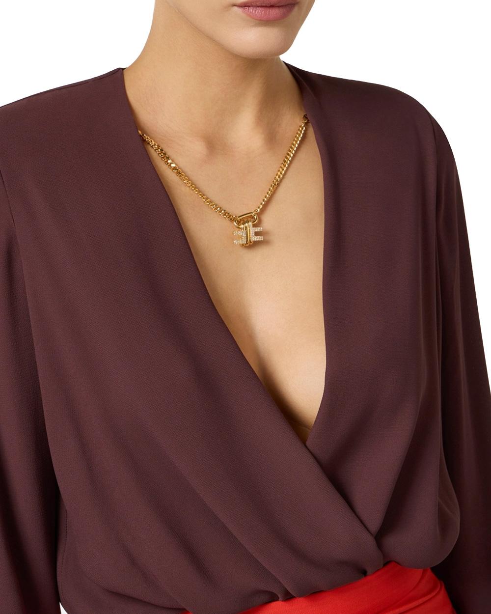 ELISABETTA FRANCHI Body ELISABETTA FRANCHI donna CB00762E2 Cacao regular scollo a v pieghe pinces CB00762E2 644 