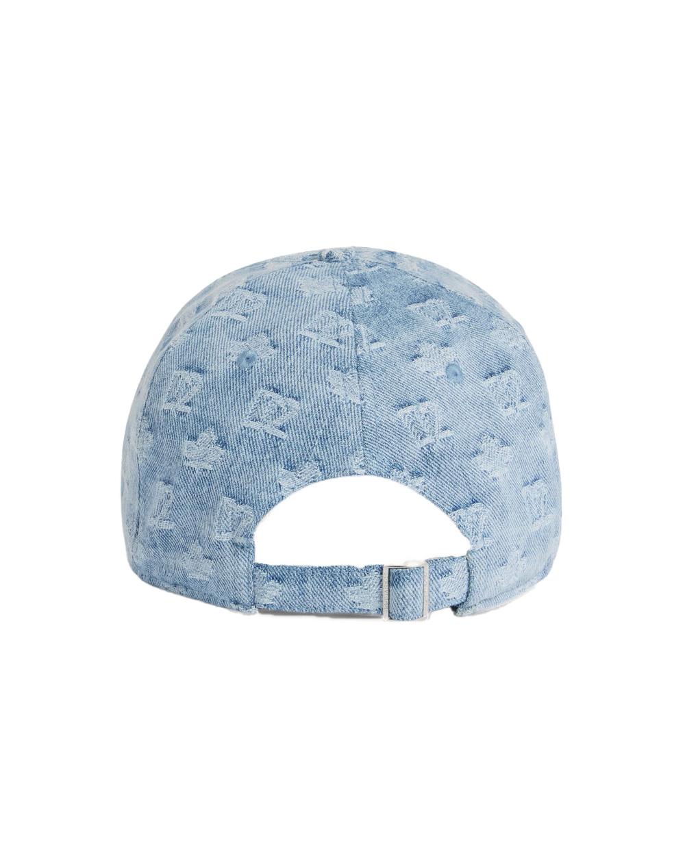 DSQUARED2 Cappello DSQUARED2 uomo BCM096810108752 Azzurro denim cotone effetto vintage logo monogram all over BCM096810108752 3098 