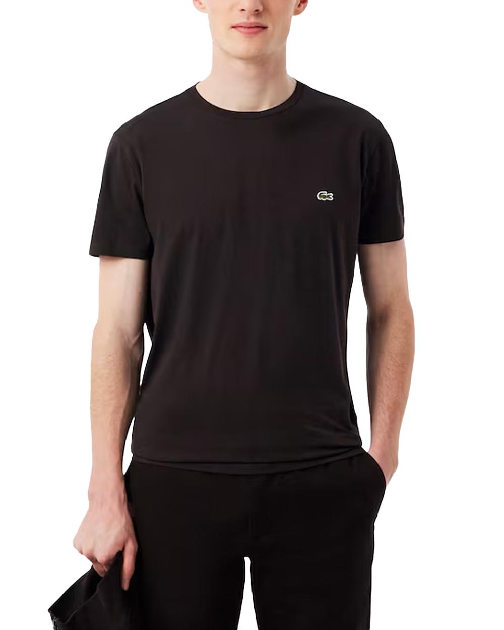 LACOSTE T-shirt LACOSTE uomo TH6709 Marrone pregiato cotone taglio dritto regular coccodrillo TH6709 3LA 