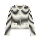 Cardigan Weekend donna 2615341041600 012 Vodka crop in cotone a righe Blu