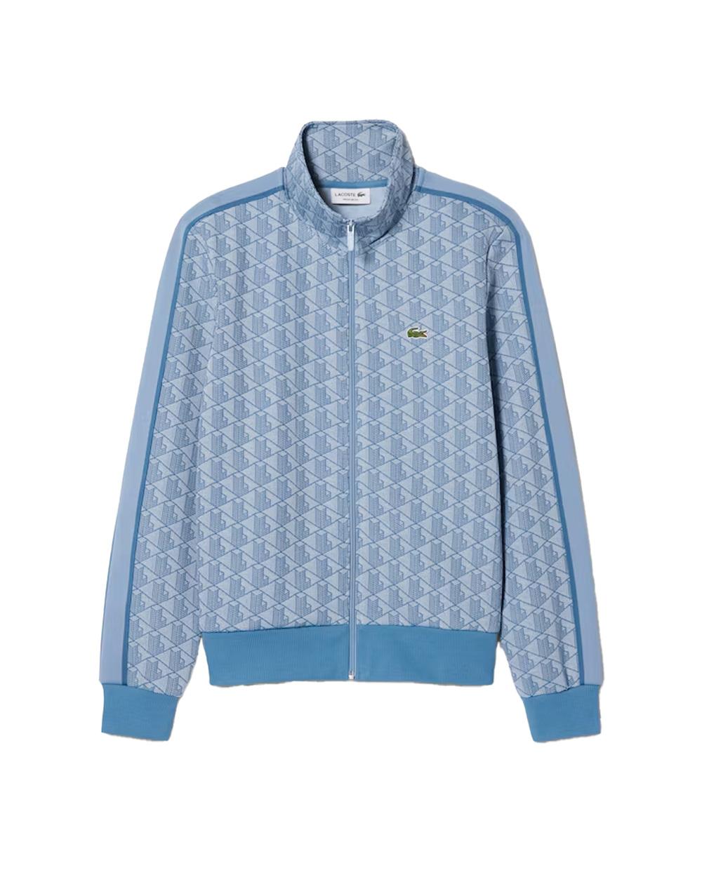 LACOSTE Felpa LACOSTE uomo PARIS SH1368 Celeste cotone organico monogramma taglio regular fit tasche coccodrillo SH1368 1QI 
