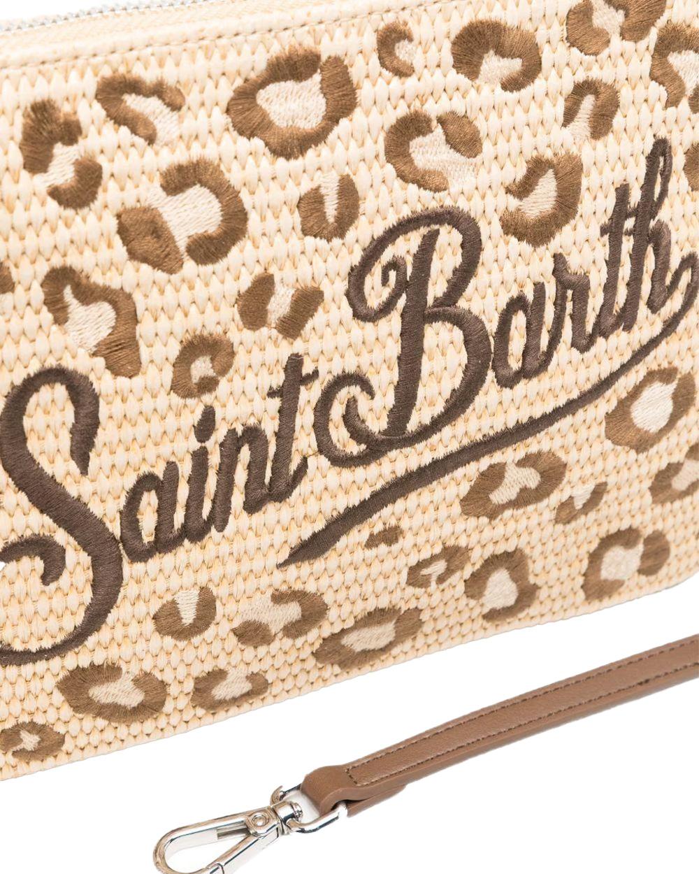 MC2 SAINT BARTH Pochette MC2 SAINT BARTH donna Parisienne PAR002100349L Beige logo leopardato zip<BR/> PAR002100349L 18 