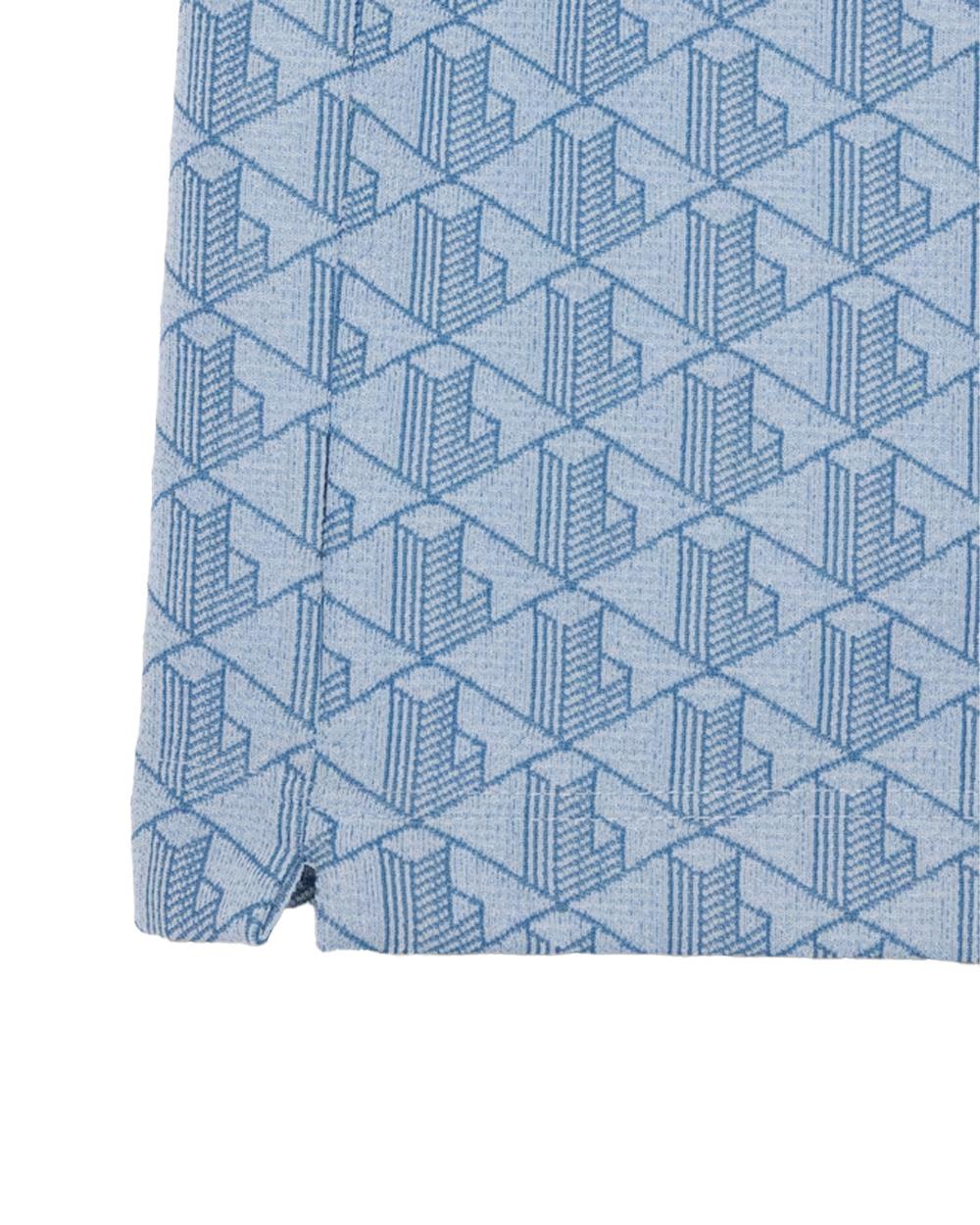 LACOSTE Polo LACOSTE uomo Jacquard DH1417 Celeste monogramma poliestere coccodrillo <BR/><BR/> DH1417 1Q1 