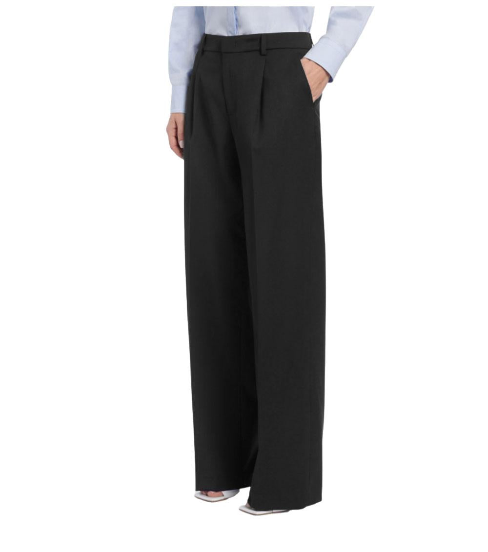 DONDUP Pantalone Dondup donna DP840WS0110D Lia nero wide leg gabardina fresco lana<BR/><BR/> DP840WS0110D 999 