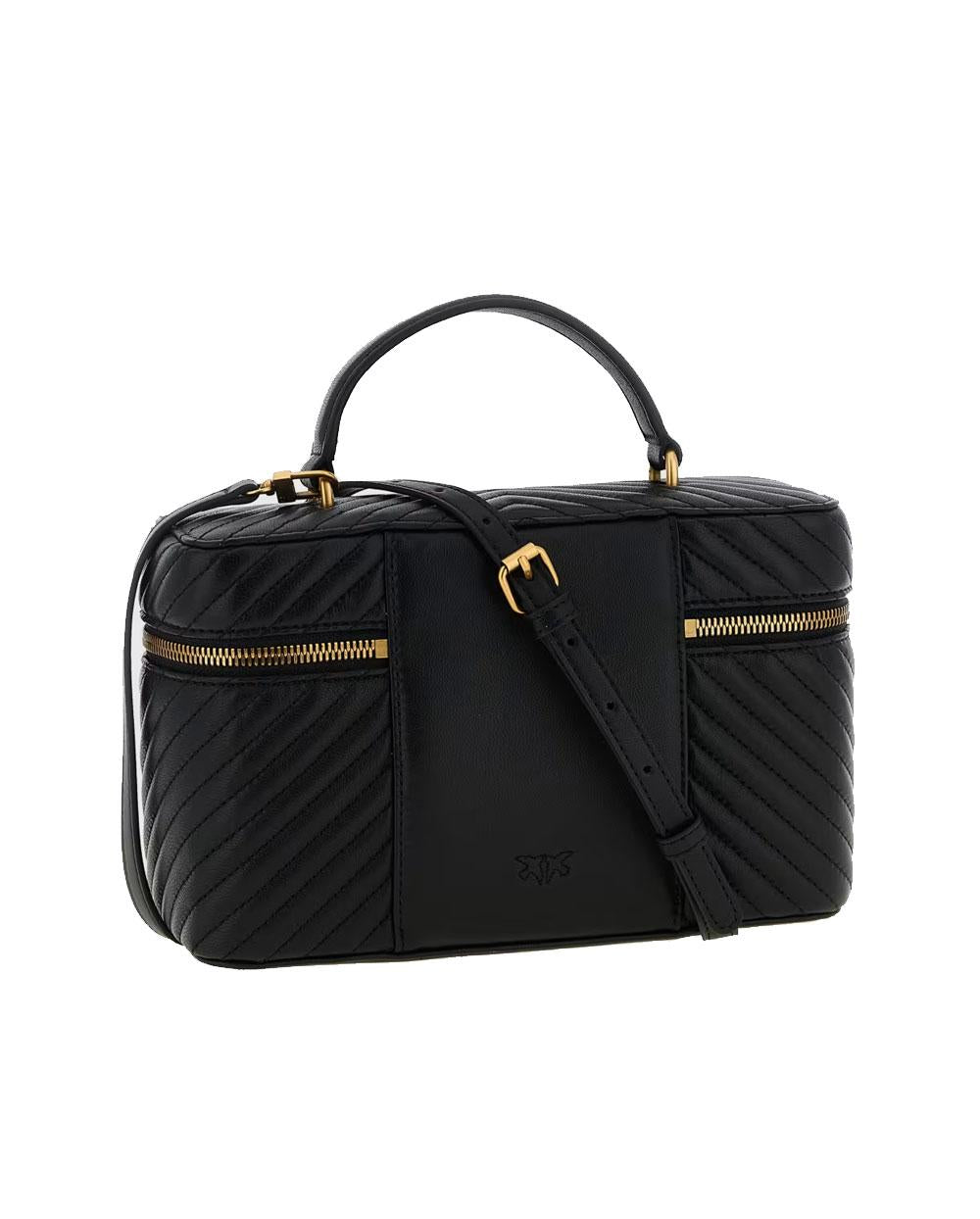 PINKO Beuty case Pinko donna 106348A0GK Vanity case nero tracolla medio nappa chevron 106348A0GK Z99Q 
