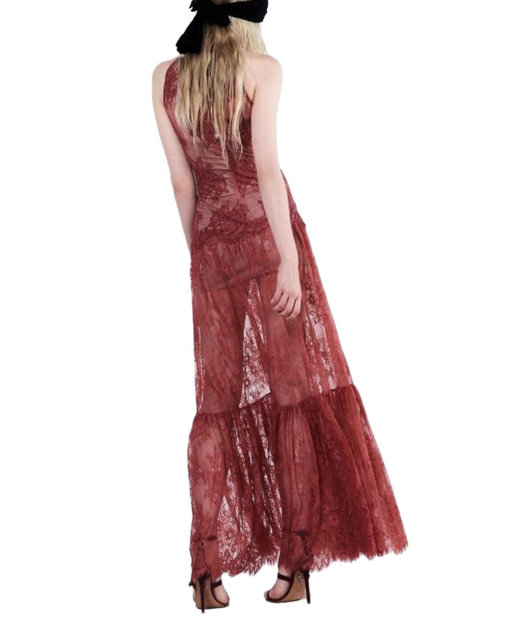 ANIYE  BY Abito ANIYE BY NOA donna 185033 Pesca pizzo ricami floreali chiffon scollo americana 185033 02478 