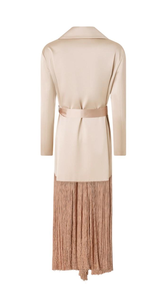 PINKO Trench Pinko donna 106431A33D Q35 Ribes in satin con frange Beige <BR/> 106431A33D Q35 