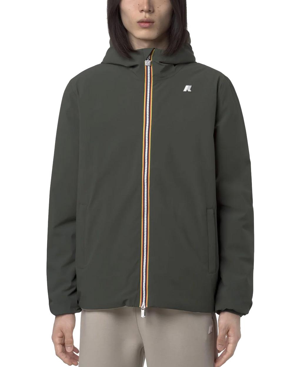 K-WAY Giubbino K-WAY uomo JACK ST WARM REVERSIBLE K6128VW Verde/Beige  design reversibile cappuccio chiusura con zip tasche multiple vestibilità slim K6128VW B2P 