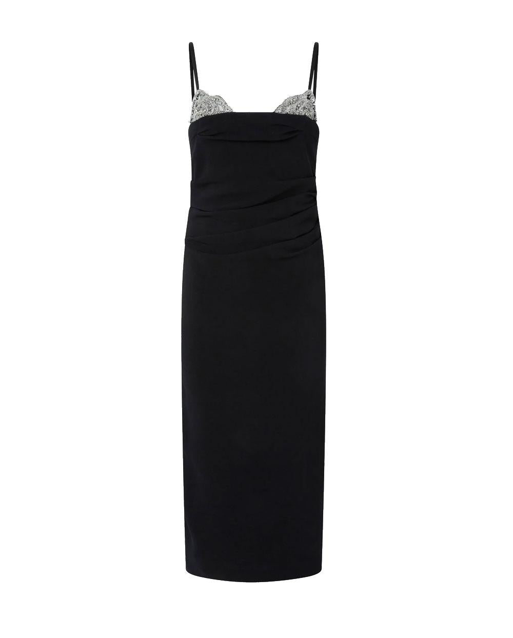 PINKO Abito donna Pinko 106637A31P Carruba nero midi aderente ricamo gioiello 106637A31P Z99 