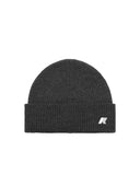 Cappello K-WAY uomo BRICE CARDIGAN STITCH WOOL K2132HW Grigio in lana con lavorazione a costa inglese risvolto classico logo in silicone