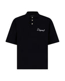 Men's DSQUARED2 Tennis Fit Polo S74GL0100D20106 Black loose collar logo buttons