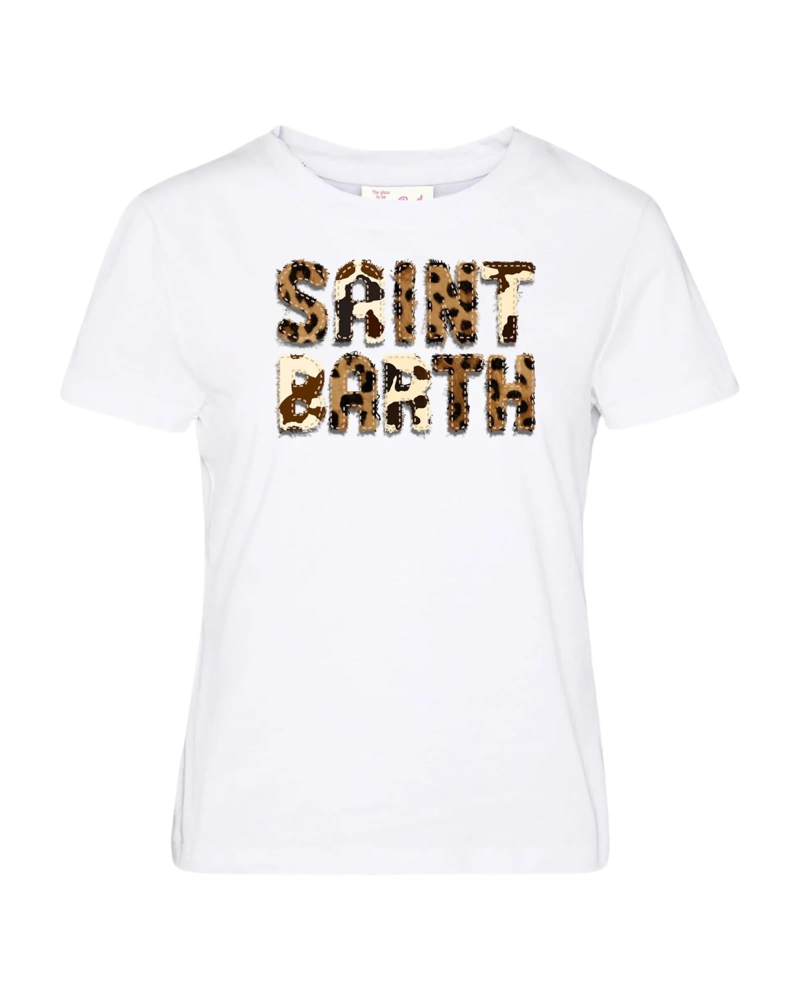 MC2 SAINT BARTH T-shirt MC2 SAINT BARTH donna EMI0001 00298L 01N Emilie con patch logo animalier ricamata Bianco<BR/> EMI000100298L 01N 