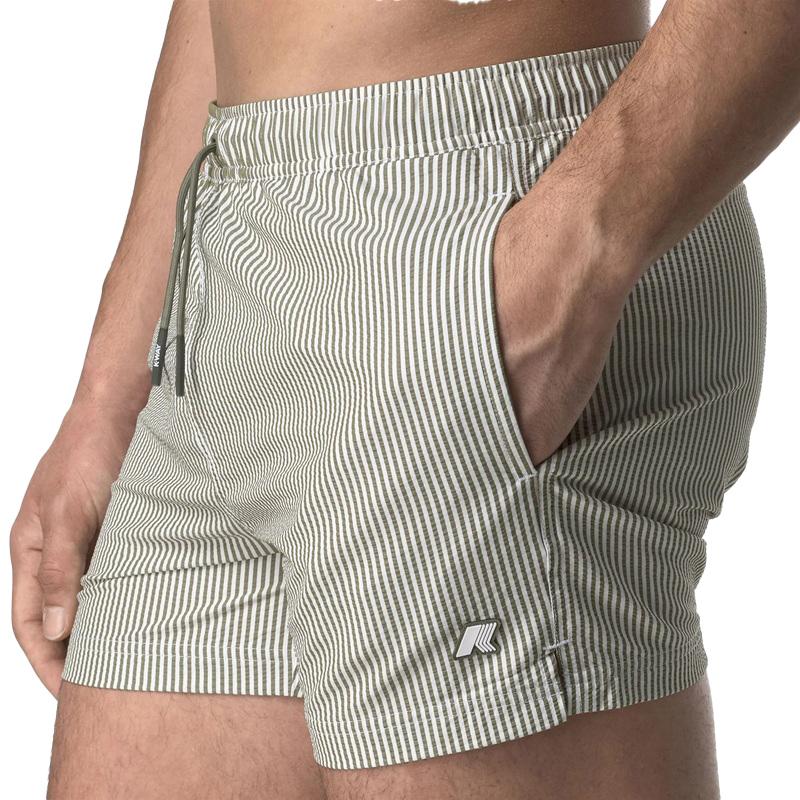 K-WAY Costume K-way uomo K8141KW AZX verde bianco hazel mid stripes K8141KW AZX 