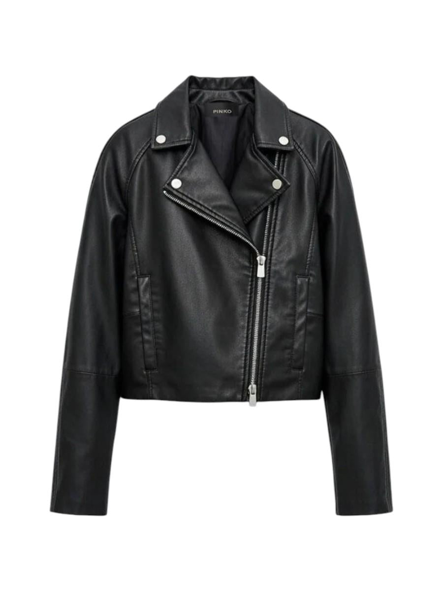 PINKO Giubbino Pinko donna 106229A31Y Z99 Carlene chiodo pelle Nero 106229A31Y Z99 