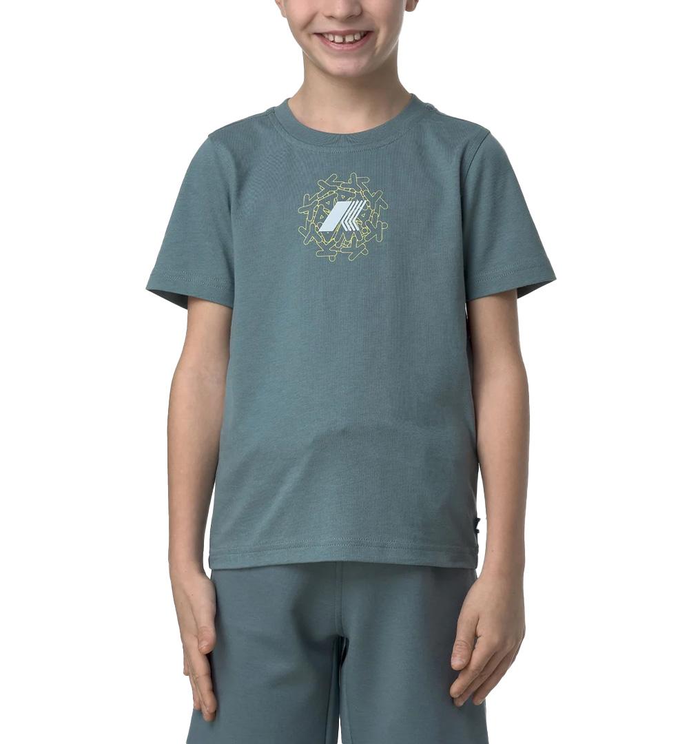 K-WAY T-shirt K-Way Odom Messy Letters bambino K5136XW Grigia  collo a costina stampa logo<BR/> K5136XW H04 