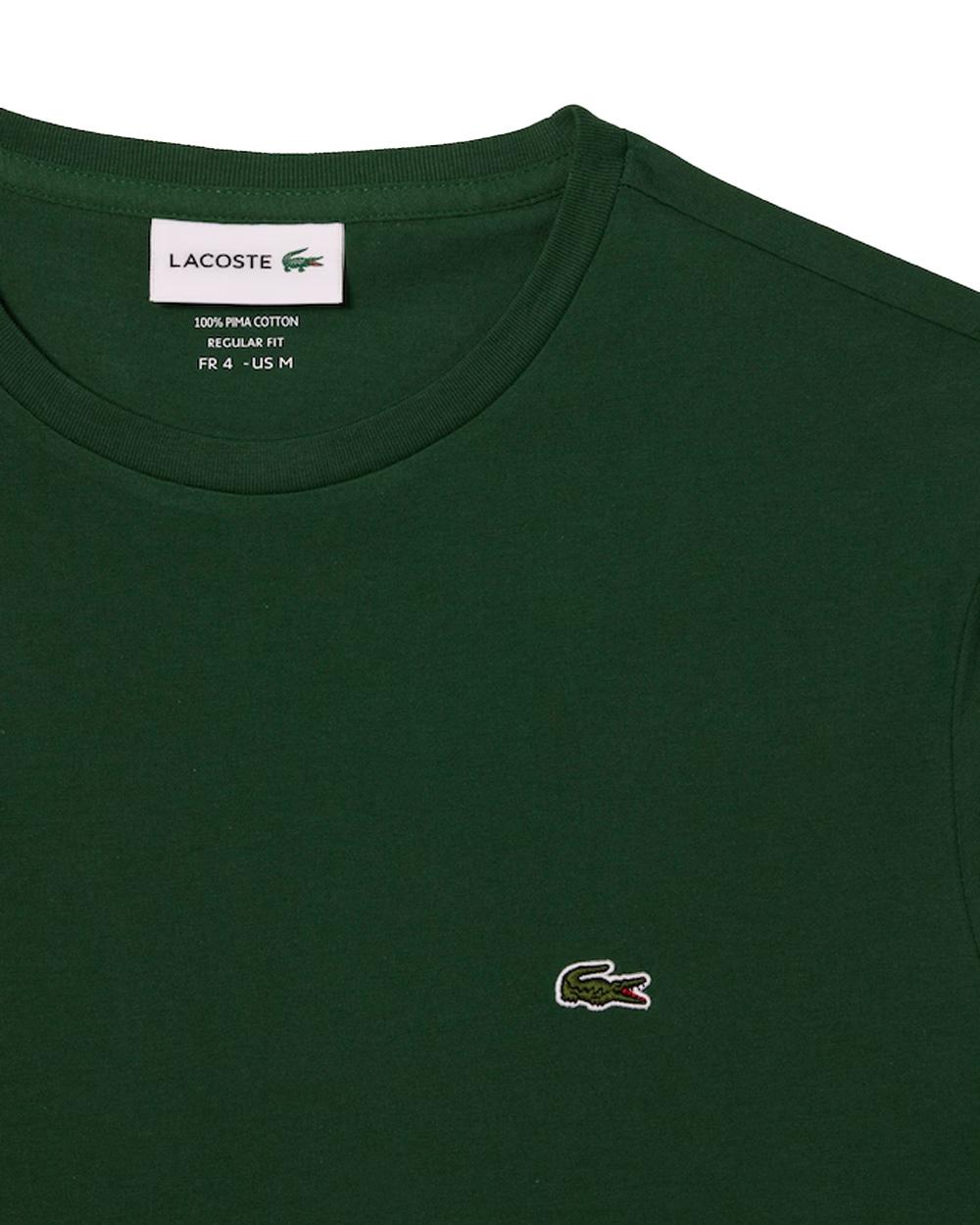 LACOSTE T-shirt LACOSTE uomo TH6709 Verde pregiato cotone taglio dritto regular coccodrillo TH6709 132 