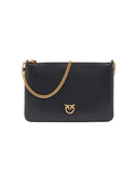PINKO women's FLAT CLASSIC 100455A0F1 Black bag zip closure leather shoulder strap