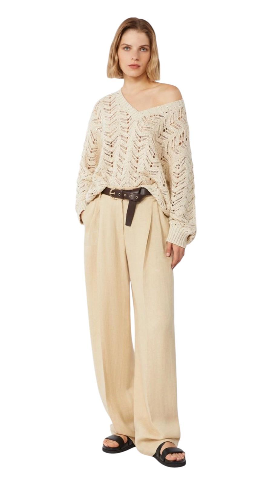 STUDIO Maglia Studio donna 2616361032600 002 Felino in filato e paillette Beige 2616361032600 002 