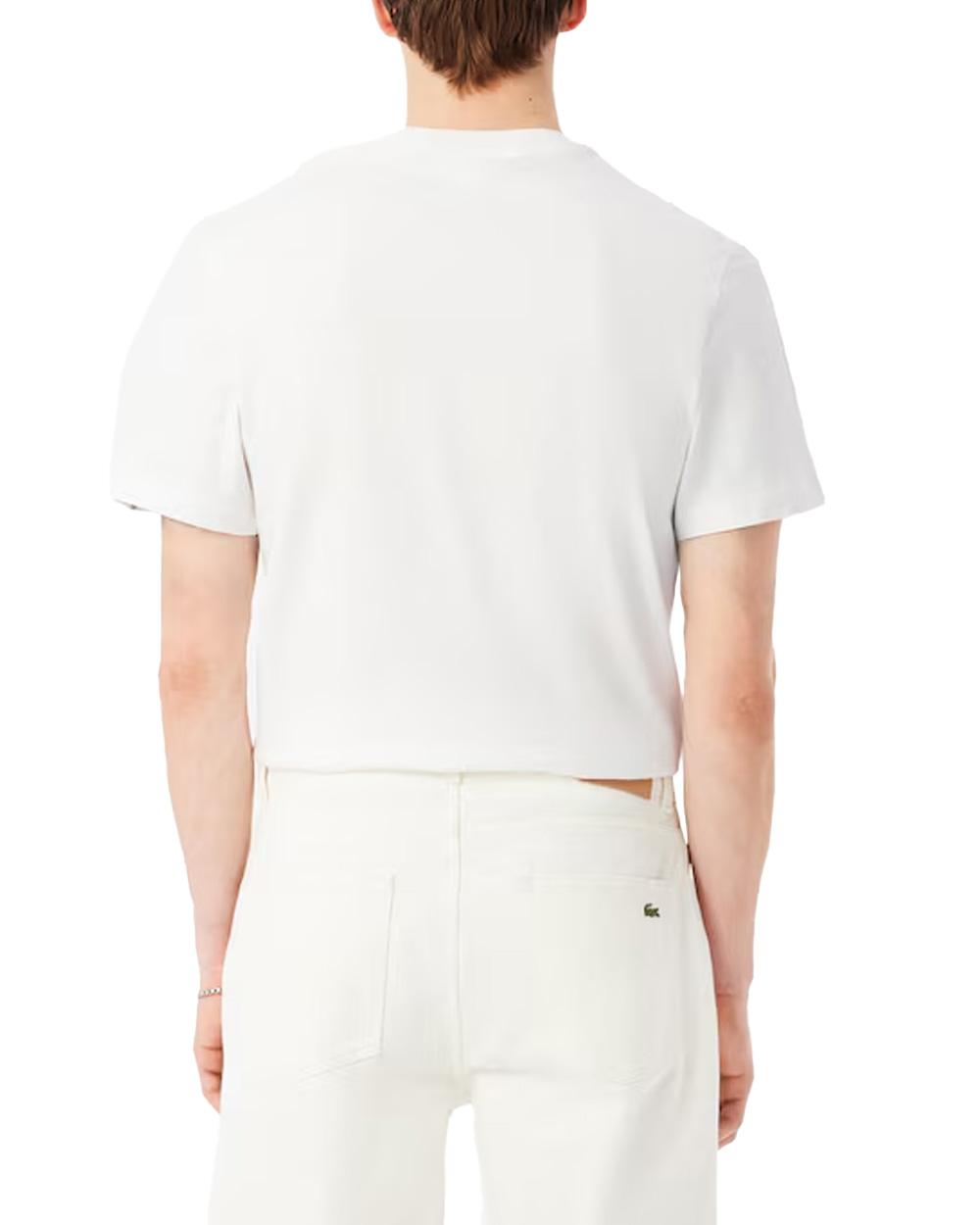 LACOSTE T-shirt LACOSTE uomo TH0888 Bianca cotone pesante taglio dritto regular coccodrillo<BR/> TH0888 70V 