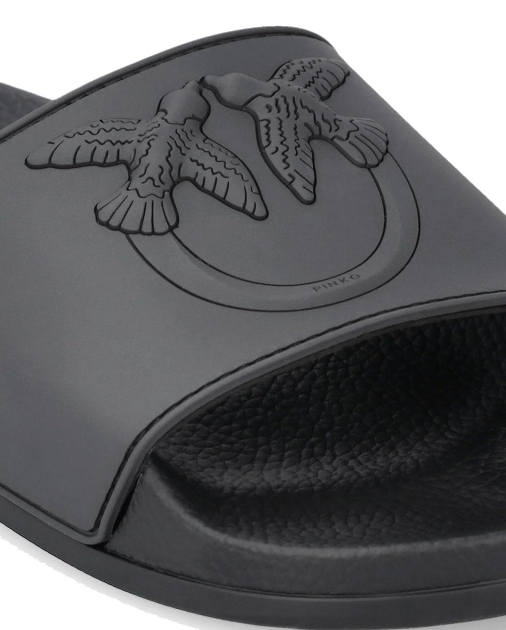 PINKO Ciabatta Pinko donna SS0093E027 Dilly nera gomma maxi logo love birds<BR/> SS0093E027 Z99 
