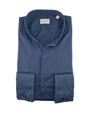 Camicia XACUS uomo 541ML16113 Blu collo francese trama diagonale bottoni